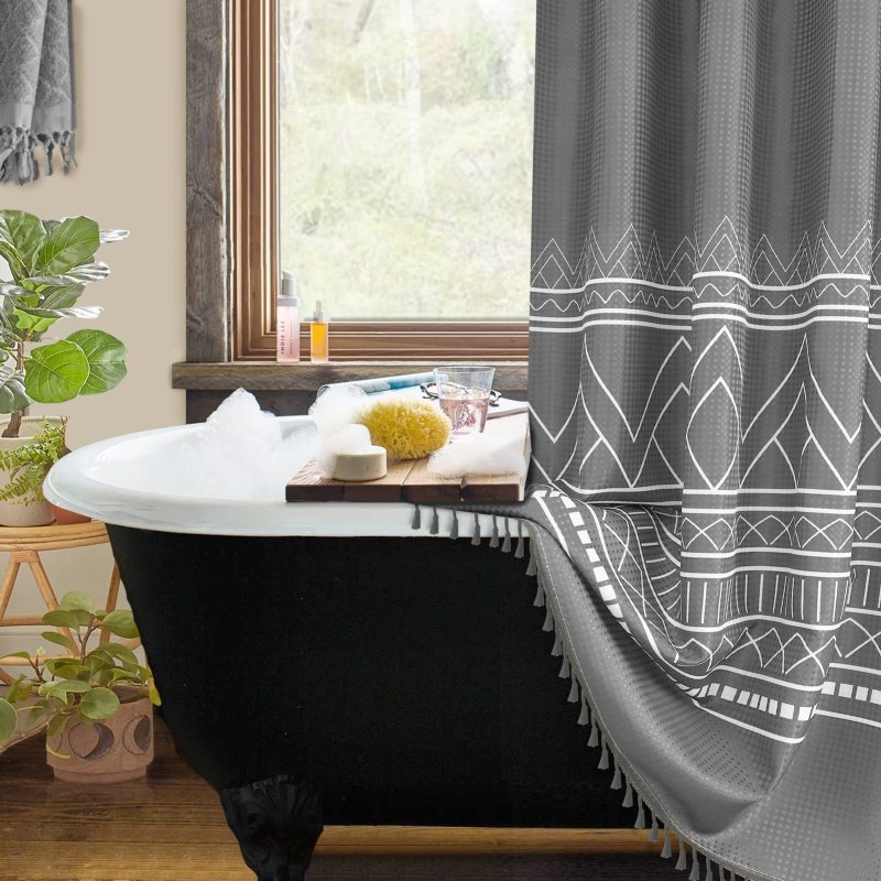 Waterproof Waffle Hotel Shower Curtain, Bath Curtain for Bathroom Thick Shower Bathroom Curtain$