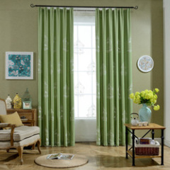 Fresh Pastoral Cotton And Hemp Embroidered Green Curtain, Factory Direct Sales Embroidered Curtain#