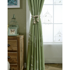 Fresh Pastoral Cotton And Hemp Embroidered Green Curtain, Factory Direct Sales Embroidered Curtain#