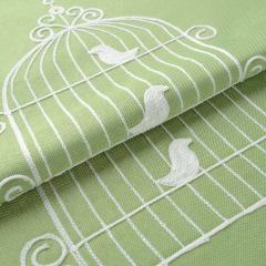 Fresh Pastoral Cotton And Hemp Embroidered Green Curtain, Factory Direct Sales Embroidered Curtain#