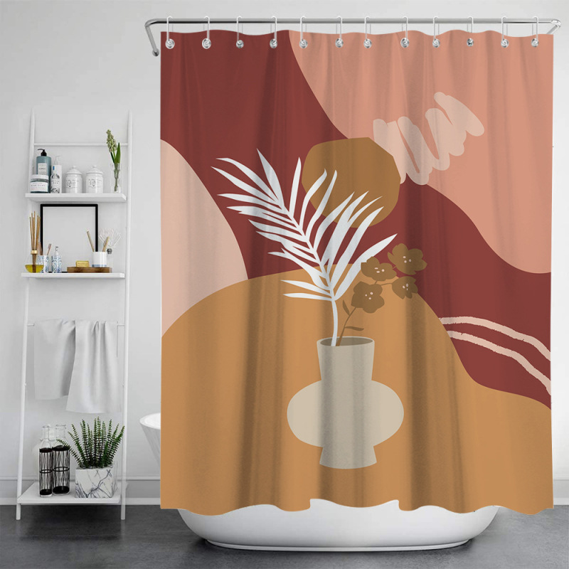 Geometric Nordic Style Waterproof and Mildew Resistant Shower Curtain Pattern Modern Art Home Bathroom Decor Curtain