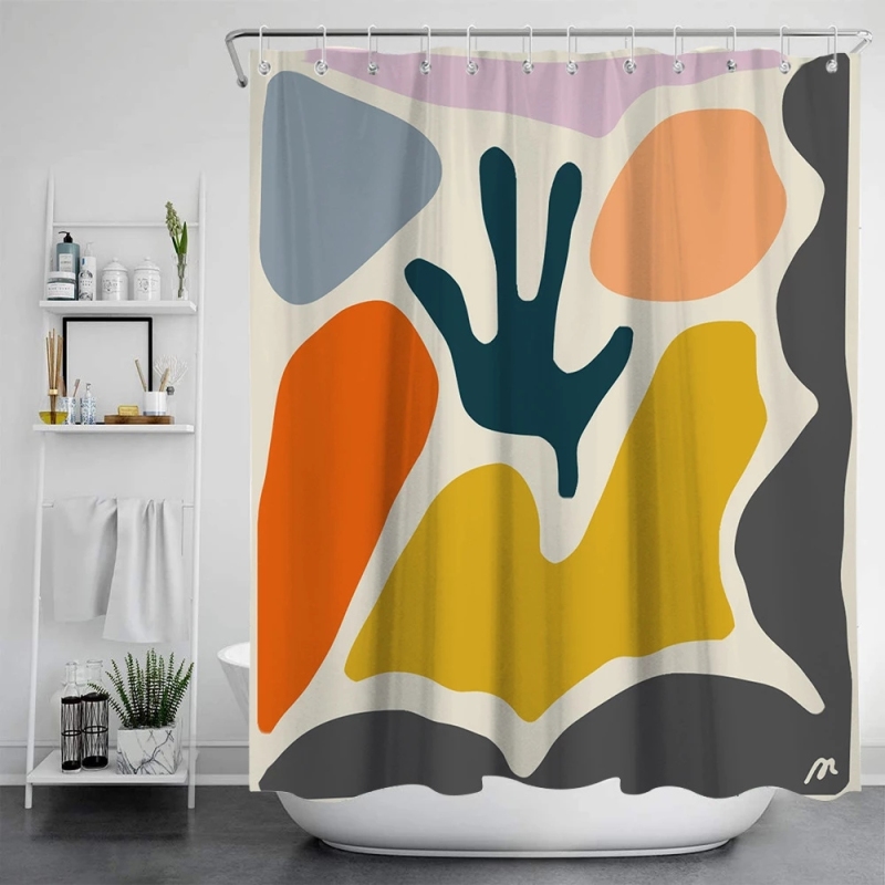 Geometric Nordic Style Waterproof and Mildew Resistant Shower Curtain Pattern Modern Art Home Bathroom Decor Curtain