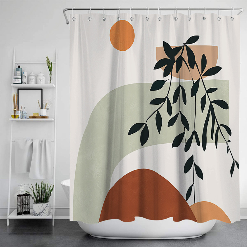 Geometric Nordic Style Waterproof and Mildew Resistant Shower Curtain Pattern Modern Art Home Bathroom Decor Curtain