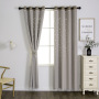 Amazon Tulle Hollow Star Double-layer Blackout Curtain ,European-style creative beige decorative blackout curtains/