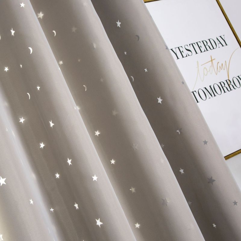 Amazon Tulle Hollow Star Double-layer Blackout Curtain ,European-style creative beige decorative blackout curtains/