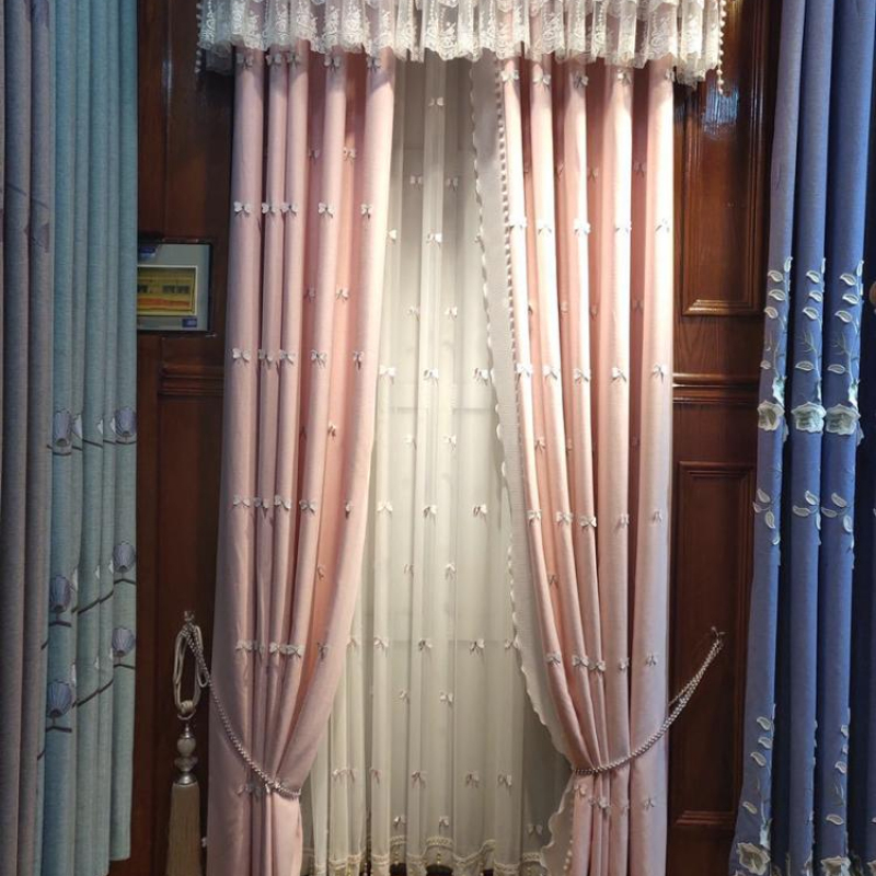 Princess Style Korean Style Fresh Curtain, Simple Modern Cotton And Linen Girl Heart Dragonfly Curtain /