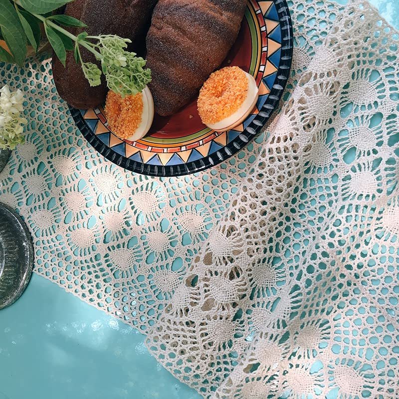 High Quality Rectangular Crochet Lace Elegant Hollow Mesh Crocheted Embroidery Table Runner For Weeding Party