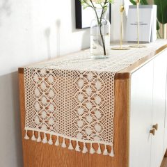 High Quality Rectangular Crochet Lace Elegant Hollow Mesh Crocheted Embroidery Table Runner For Weeding Party