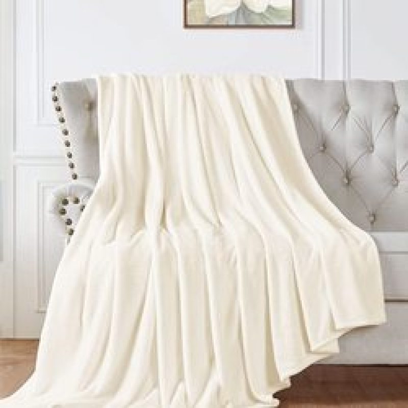 Gentle Beige Flannel Fleece Throw Warm Solid Color For Living Room Bed Velvet Blanket/