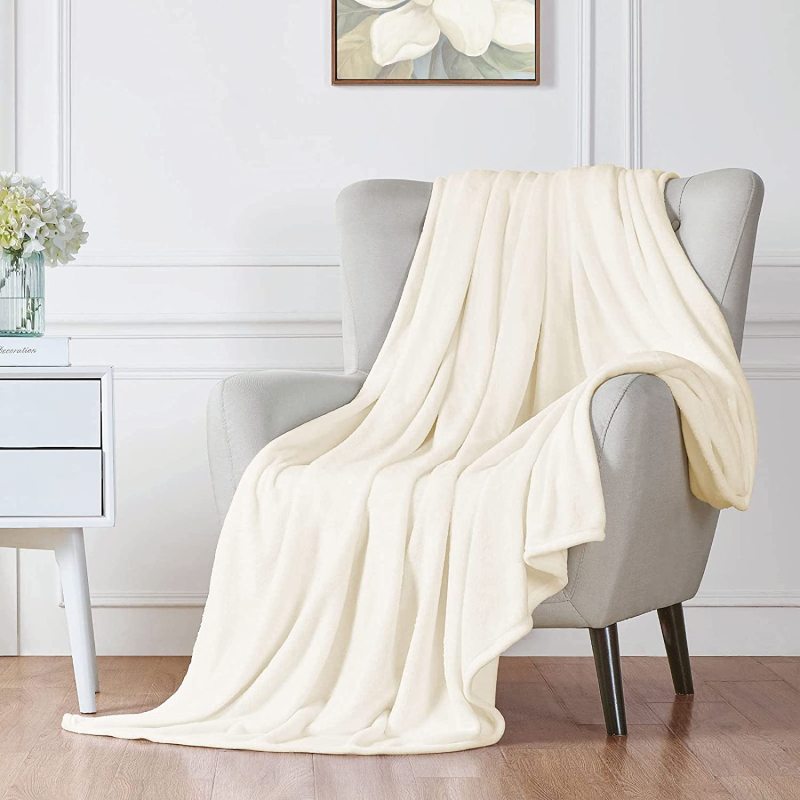 Gentle Beige Flannel Fleece Throw Warm Solid Color For Living Room Bed Velvet Blanket/