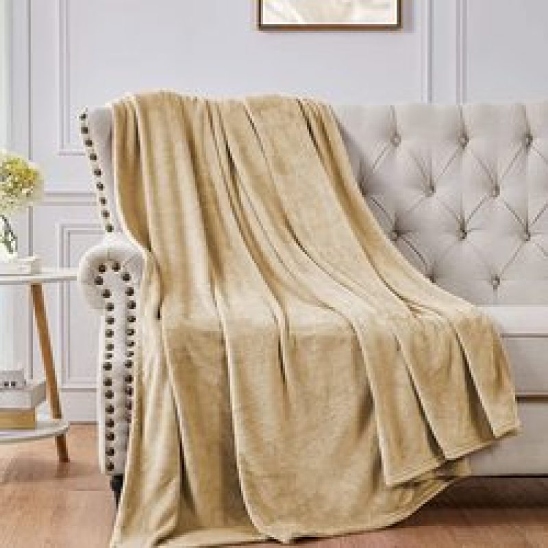 Gentle Beige Flannel Fleece Throw Warm Solid Color For Living Room Bed Velvet Blanket/