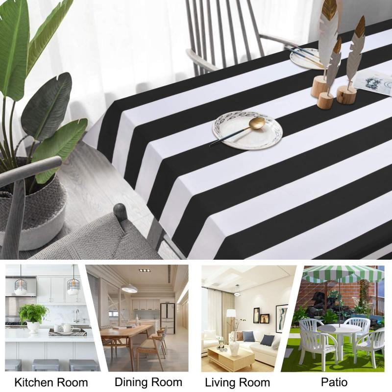 Simple and Fashionable Black and White Striped Rectangular Tablecloth Kitchen Wedding Decoration Table Waterproof Mantel Mesa