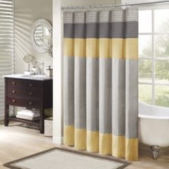 Washabl Ruffled Style Waterproof Polyester Shower Curtain,Striped modern shower curtain
