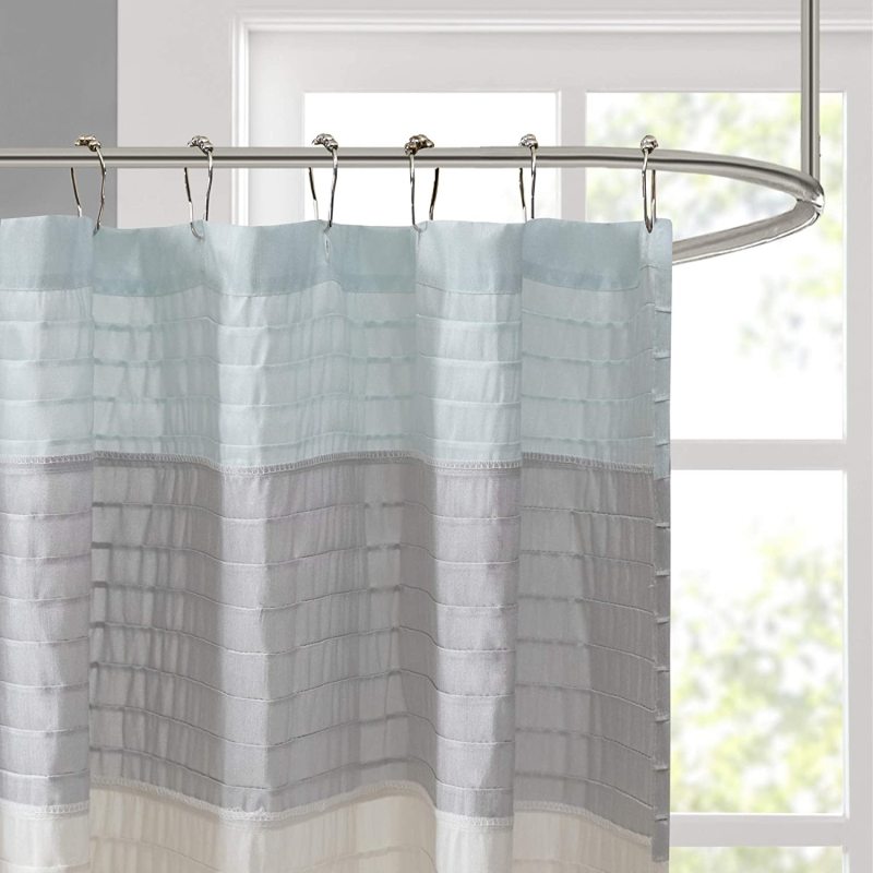 Washabl Ruffled Style Waterproof Polyester Shower Curtain,Striped modern shower curtain