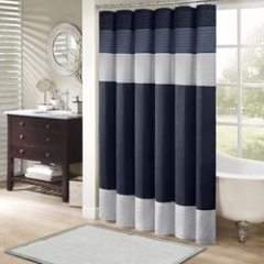 Washabl Ruffled Style Waterproof Polyester Shower Curtain,Striped modern shower curtain