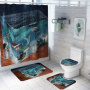 Hot Printing Print Shower Curtain Set Carpet Floor Mat Set Four-piece CombinationCool Polyester Shower Curtain