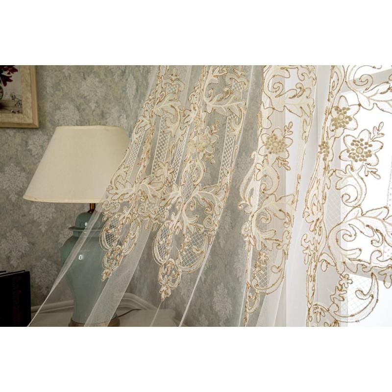 2019 Cheap Stock Embroidered Sheer Curtain,New Tulle Eyelet Grommet Design Sheer Curtains For Living Room#