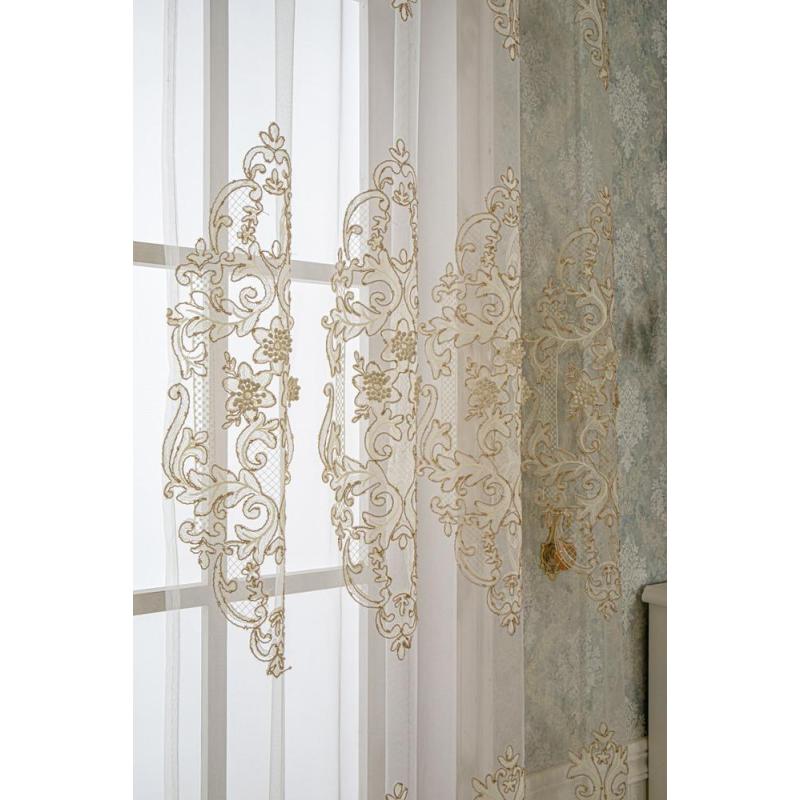 2019 Cheap Stock Embroidered Sheer Curtain,New Tulle Eyelet Grommet Design Sheer Curtains For Living Room#