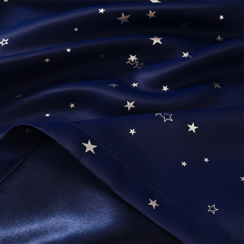 Amazon Bedroom Korean Solid Color Curtains Manufacturers Supply Full Blackout Curtains, Star Hot Silver Bead Rope Flat Window