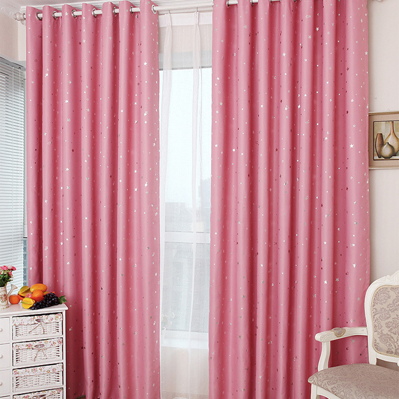 Amazon Bedroom Korean Solid Color Curtains Manufacturers Supply Full Blackout Curtains, Star Hot Silver Bead Rope Flat Window