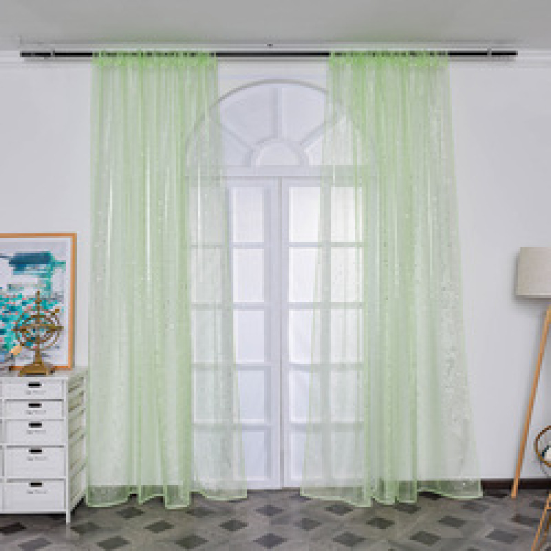 Amazon Bedroom Korean Solid Color Curtains Manufacturers Supply Full Blackout Curtains, Star Hot Silver Bead Rope Flat Window