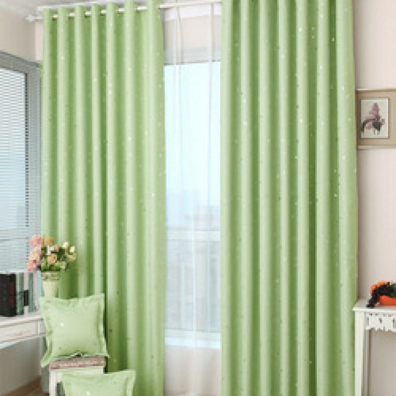 Amazon Bedroom Korean Solid Color Curtains Manufacturers Supply Full Blackout Curtains, Star Hot Silver Bead Rope Flat Window