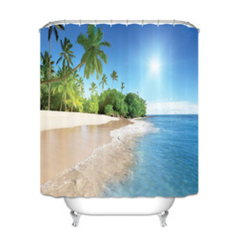 Palm Tree Pattern Polyester Shower Curtain ,Waterproof And Mildewproof Polyester Shower Curtain /