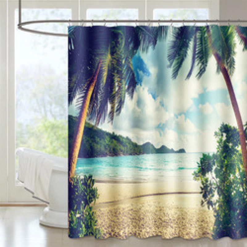 Palm Tree Pattern Polyester Shower Curtain ,Waterproof And Mildewproof Polyester Shower Curtain /