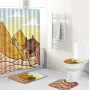 3D Shower Curtain Egyptian,Egyptian Bathroom Toilet Four-Piece Floor Mat Door Mat Bathroom Carpet/