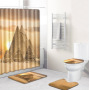 3D Shower Curtain Egyptian,Egyptian Bathroom Toilet Four-Piece Floor Mat Door Mat Bathroom Carpet/