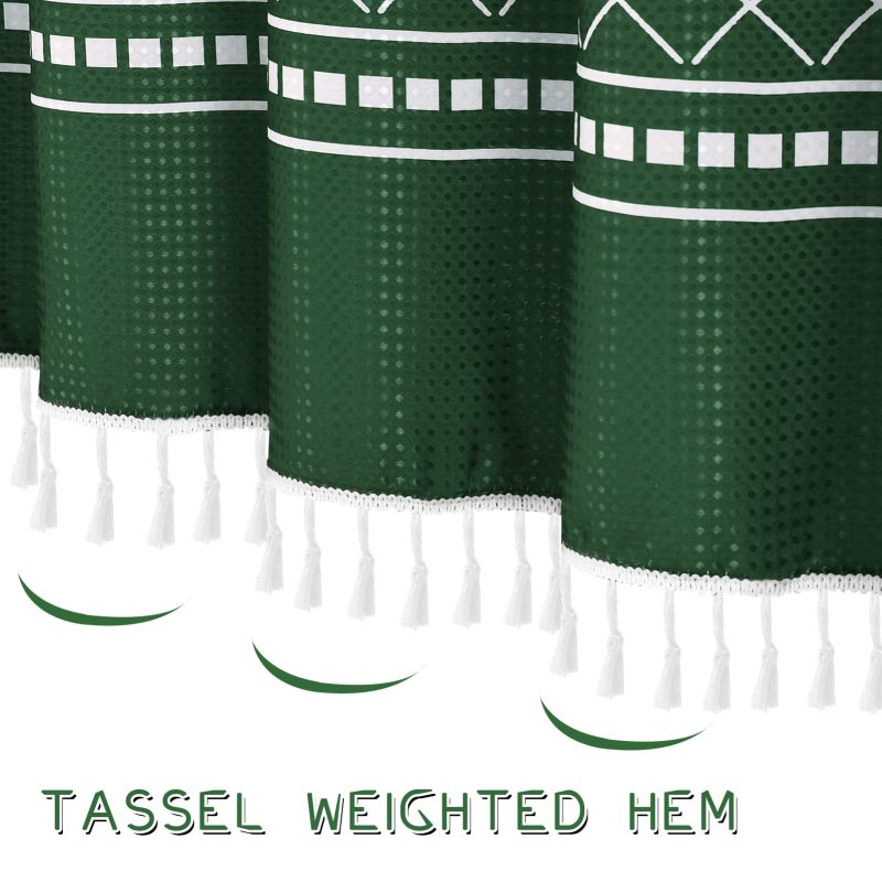 Custom Factory Waffle Weave Shower Curtains,  Wholesale Printed Shower Curtains with Tassel$