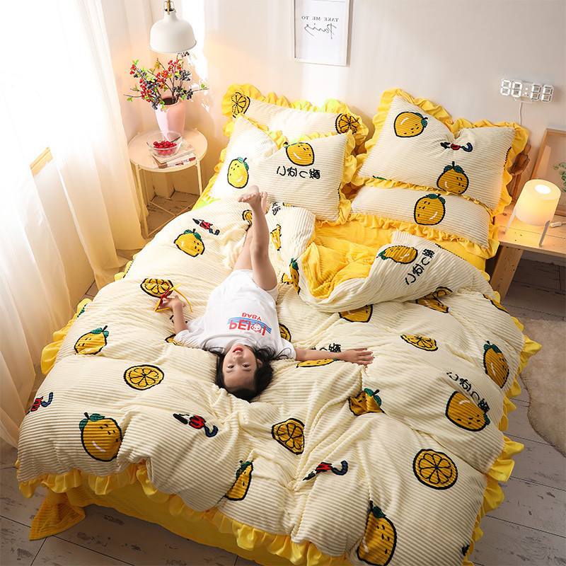Stock Coral Fleece Set Bedding, Custom Bad Sheet Cotton Comforter Set Bedding/