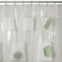 New Translucent With Pocket Shower Curtain, Multi-Purpose Multi-Purpose Bathroom Storage Waterproof Mildew Thick Pocket