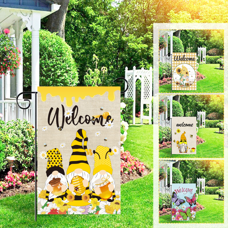 Hot Sale 100D Polyester Outdoor Garden Flag, Custom Double Sided Printing Spring Garden Flags/