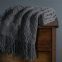 dark grey Knitted Blanket Geometric Sofa Blanket Cover with Tassel Travel Line Blanket Home Decoration/