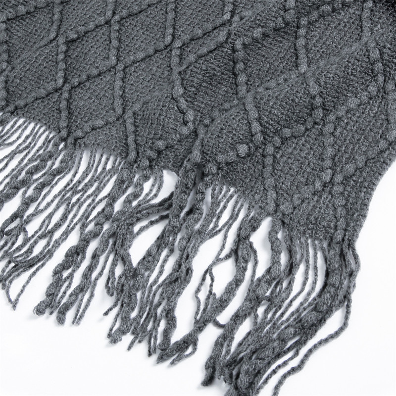 dark grey Knitted Blanket Geometric Sofa Blanket Cover with Tassel Travel Line Blanket Home Decoration/