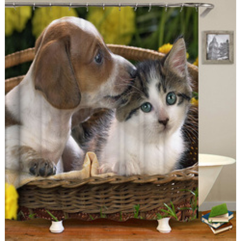 Cute Pet Design Bathroom Damp-Proof Mildew-Proof Shower Curtain Most Popular With Children Hot Sale 180*180cm Shower Curtain