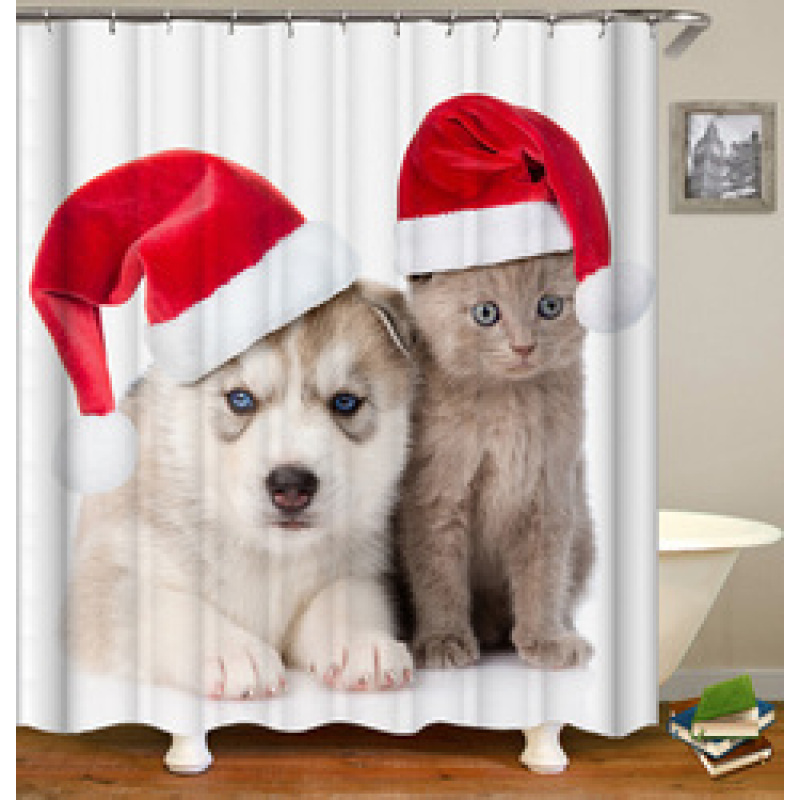 Cute Pet Design Bathroom Damp-Proof Mildew-Proof Shower Curtain Most Popular With Children Hot Sale 180*180cm Shower Curtain
