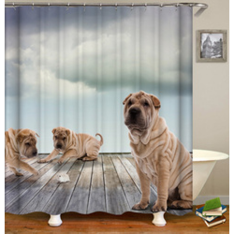 Cute Pet Design Bathroom Damp-Proof Mildew-Proof Shower Curtain Most Popular With Children Hot Sale 180*180cm Shower Curtain