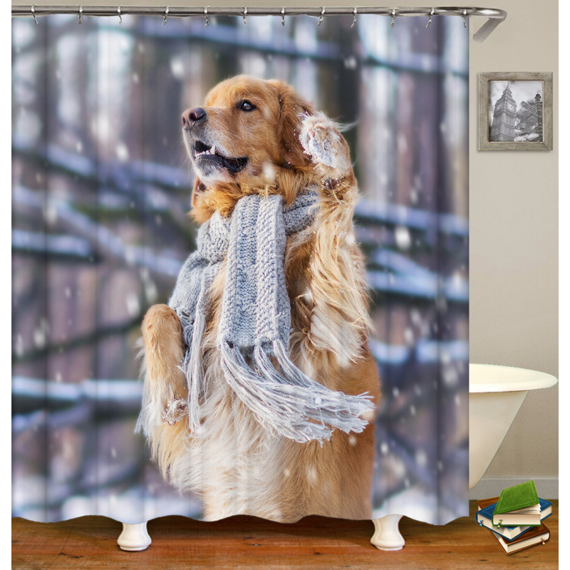 Cute Pet Design Bathroom Damp-Proof Mildew-Proof Shower Curtain Most Popular With Children Hot Sale 180*180cm Shower Curtain