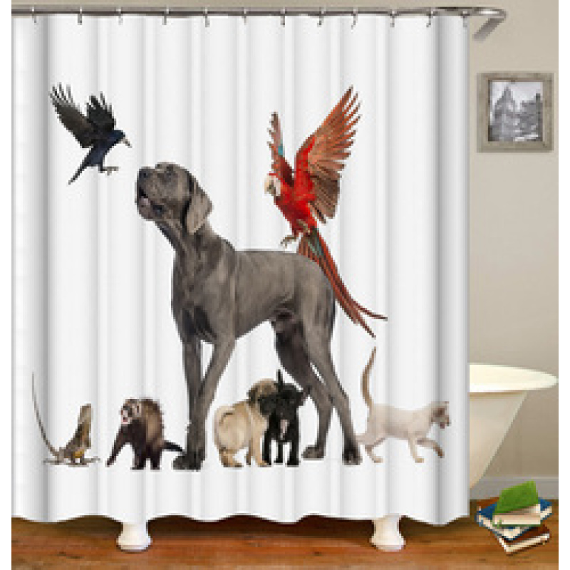 Cute Pet Design Bathroom Damp-Proof Mildew-Proof Shower Curtain Most Popular With Children Hot Sale 180*180cm Shower Curtain