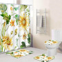 4pcs polyester custom shower curtain bathroom rug sets for dropship,  Bath Mat/