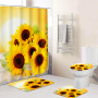 4pcs polyester custom shower curtain bathroom rug sets for dropship,  Bath Mat/