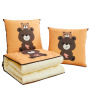 Dual use both Polyester cotton filling short plush printing Precision quilting blanket and pillow cushion for office sofa