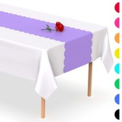 Black Scallop Disposable Table Runner. 5 Pack 14 x 108 inch, Plastic Table Runner Adds A Pop of Color To Your Party Table#