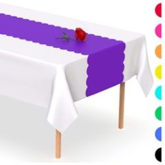 Black Scallop Disposable Table Runner. 5 Pack 14 x 108 inch, Plastic Table Runner Adds A Pop of Color To Your Party Table#