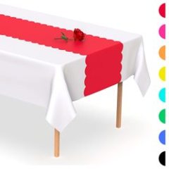 Black Scallop Disposable Table Runner. 5 Pack 14 x 108 inch, Plastic Table Runner Adds A Pop of Color To Your Party Table#