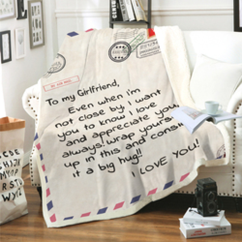 Cheap Sherpa Throw Blanket, Custom Design Love Letter Blanket/