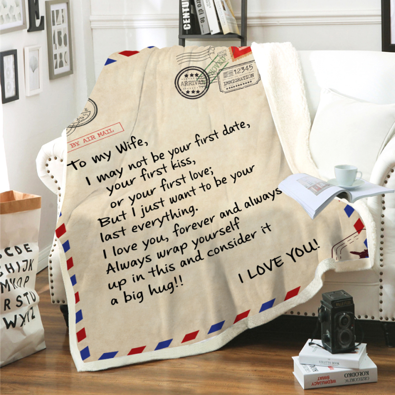 Cheap Sherpa Throw Blanket, Custom Design Love Letter Blanket/