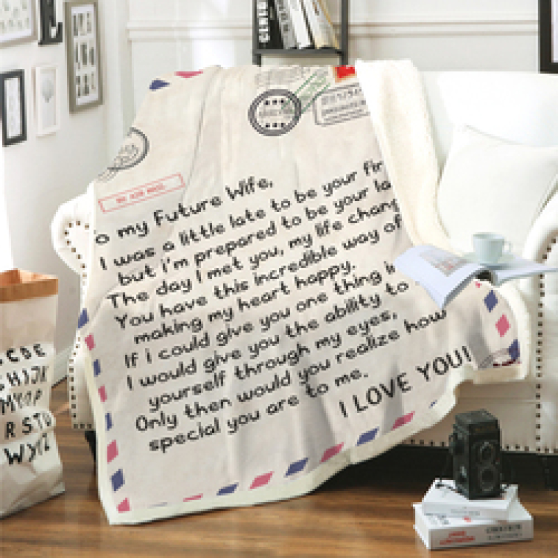 Cheap Sherpa Throw Blanket, Custom Design Love Letter Blanket/